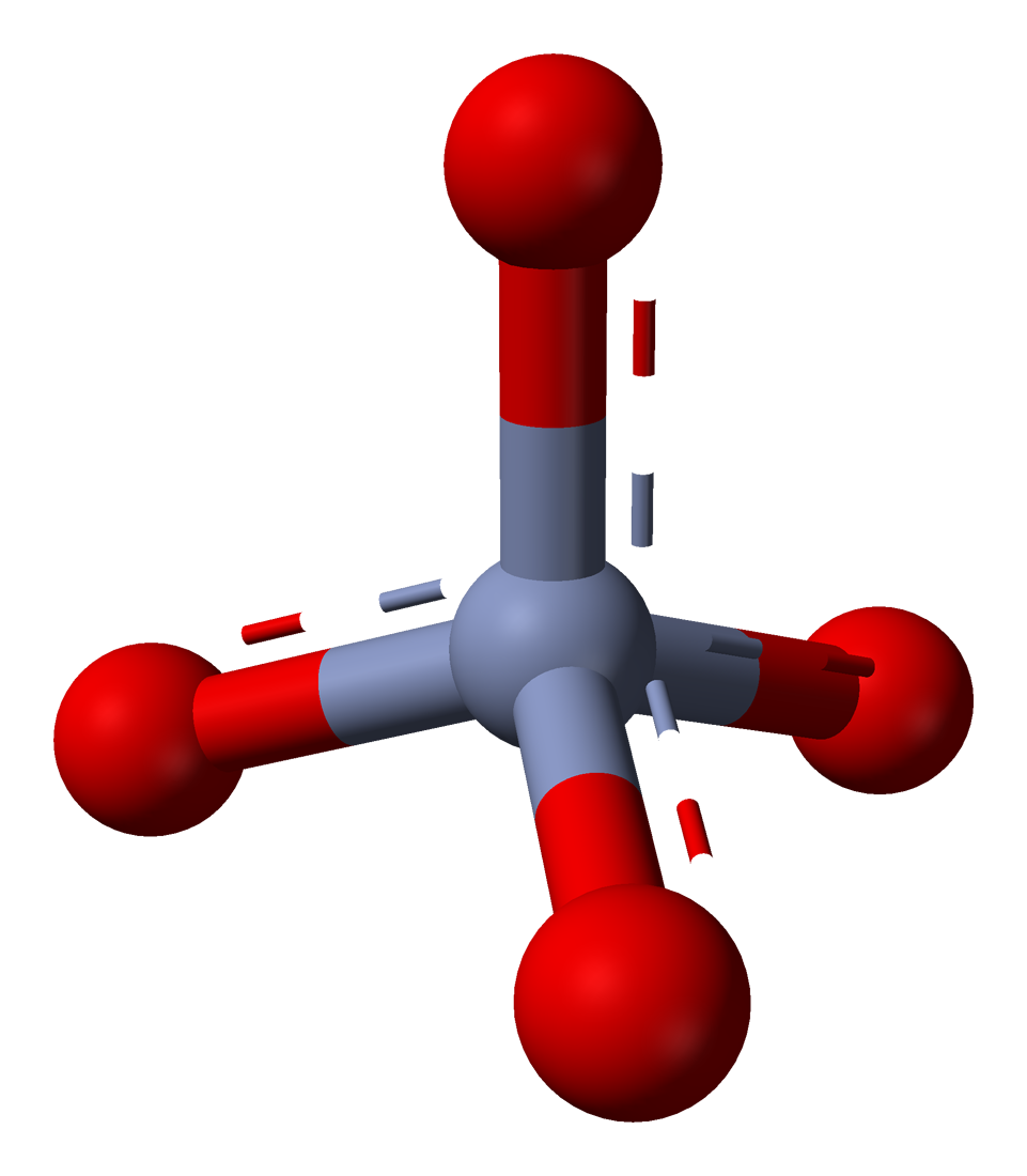 ball and stick model of the chromate ion, CrO42−.